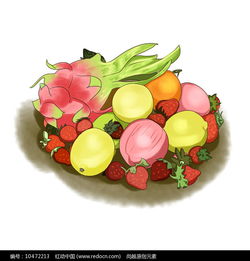 手绘新鲜水果果蔬堆食品插画元素